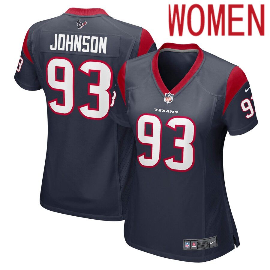 Women Houston Texans #93 Jaleel Johnson Nike Navy Game NFL Jersey